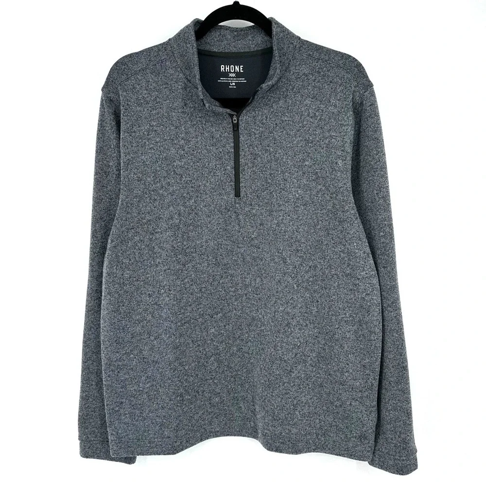 RHONE Mens Commuter Quarter 4 Zip Pullover Sweatshirt Gray Heathered Size L